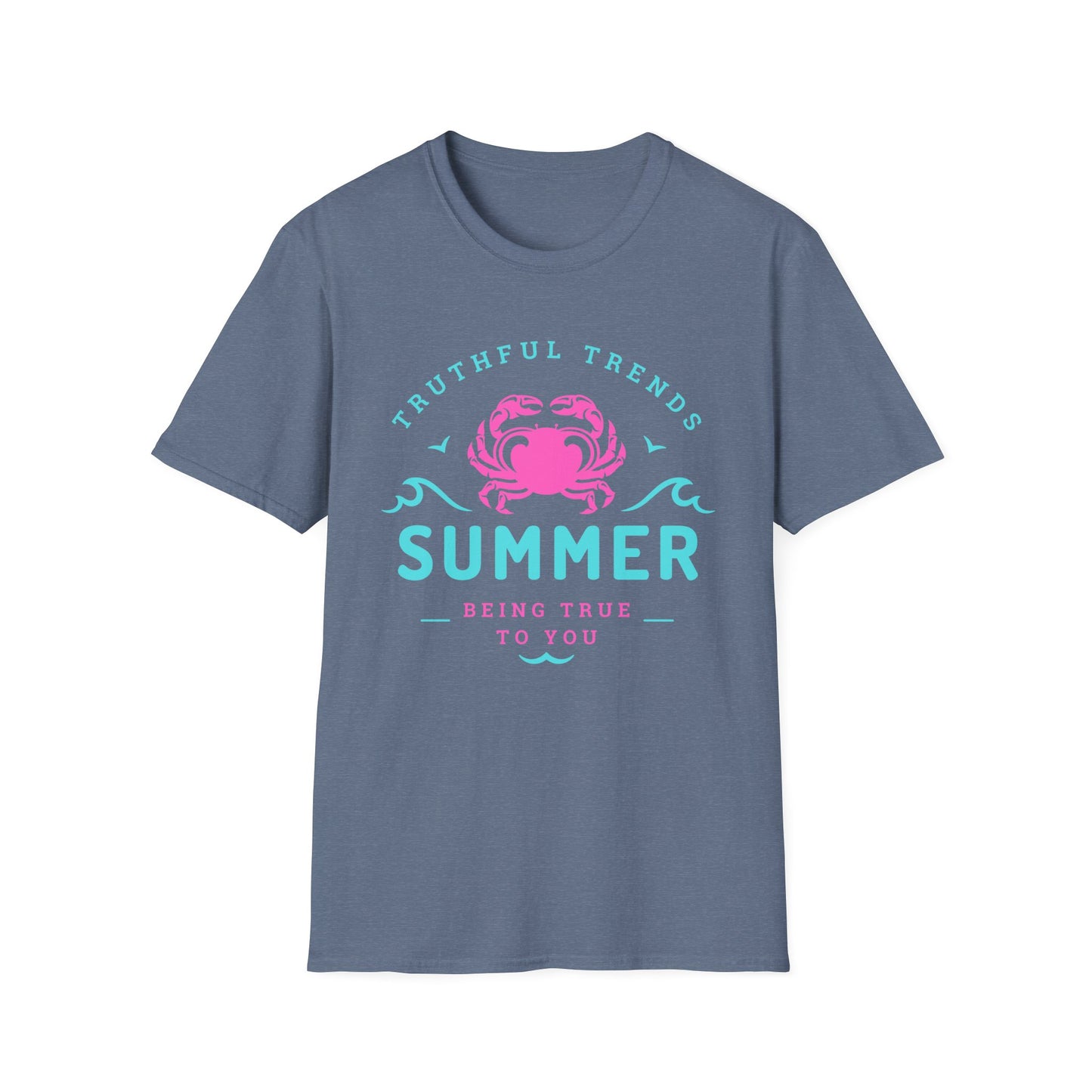 Summer Crab Unisex Softstyle T-Shirt | Fun Beach Wear, Summer Vibes, Casual Outfit, Gift for Beach Lovers, Vacation Tee