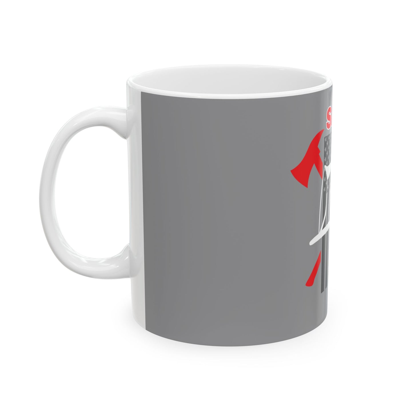 SAFD Helmet and Flag Ceramic Coffee Cup, Unique Gift for Firefighters, Memorial, Appreciation, Union Support