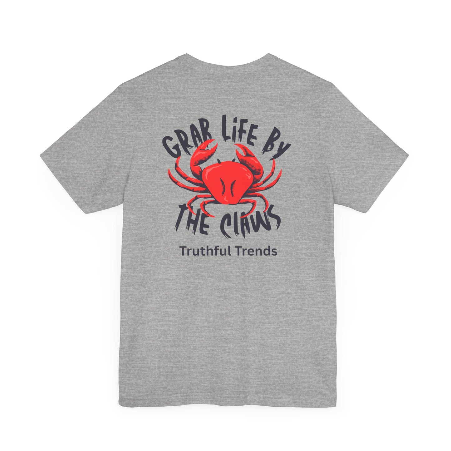 Red Grab Life by the Claws Crab Tee - Unisex Jersey Short Sleeve Tee, Funny T-Shirt, Beachwear, Gift for Ocean Lovers, Summer Fashion