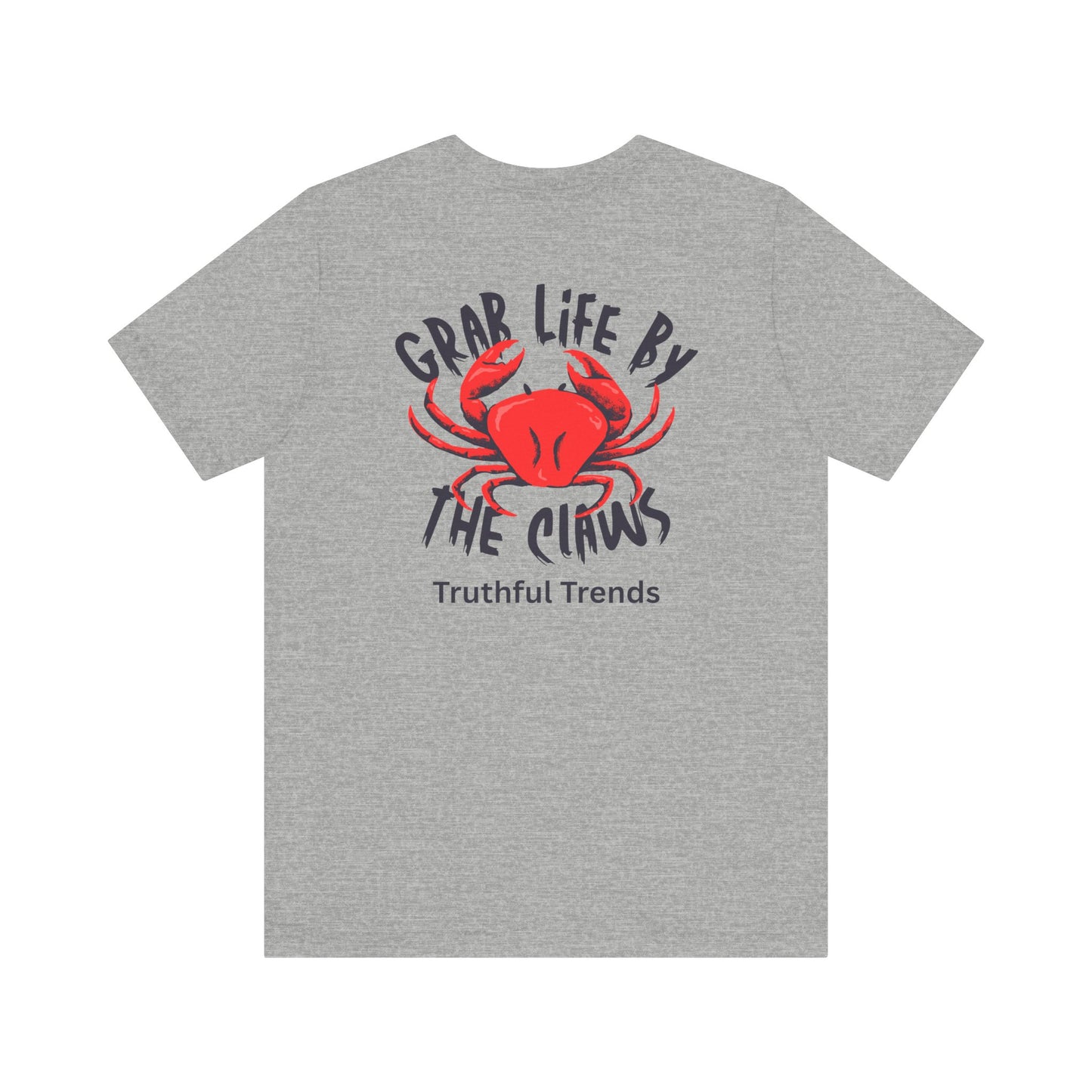 Red Grab Life by the Claws Crab Tee - Unisex Jersey Short Sleeve Tee, Funny T-Shirt, Beachwear, Gift for Ocean Lovers, Summer Fashion