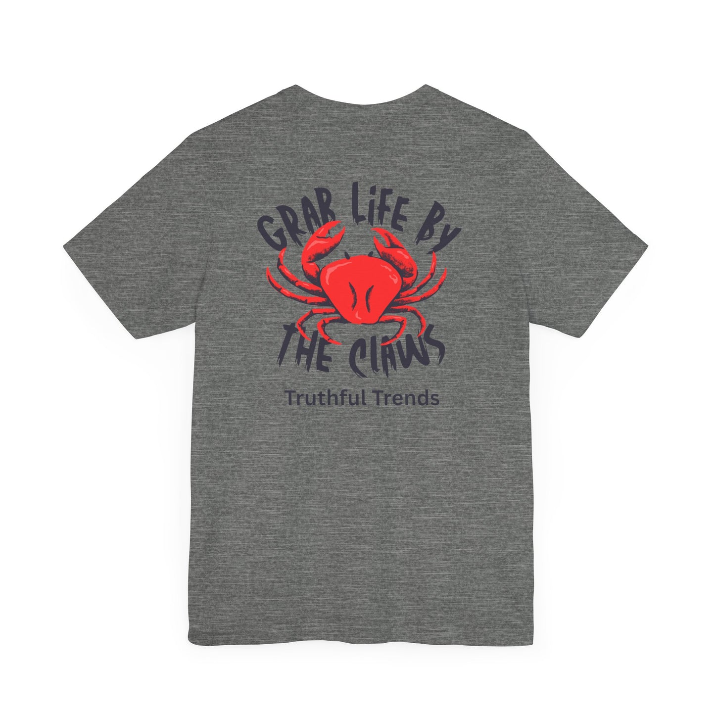 Red Grab Life by the Claws Crab Tee - Unisex Jersey Short Sleeve Tee, Funny T-Shirt, Beachwear, Gift for Ocean Lovers, Summer Fashion