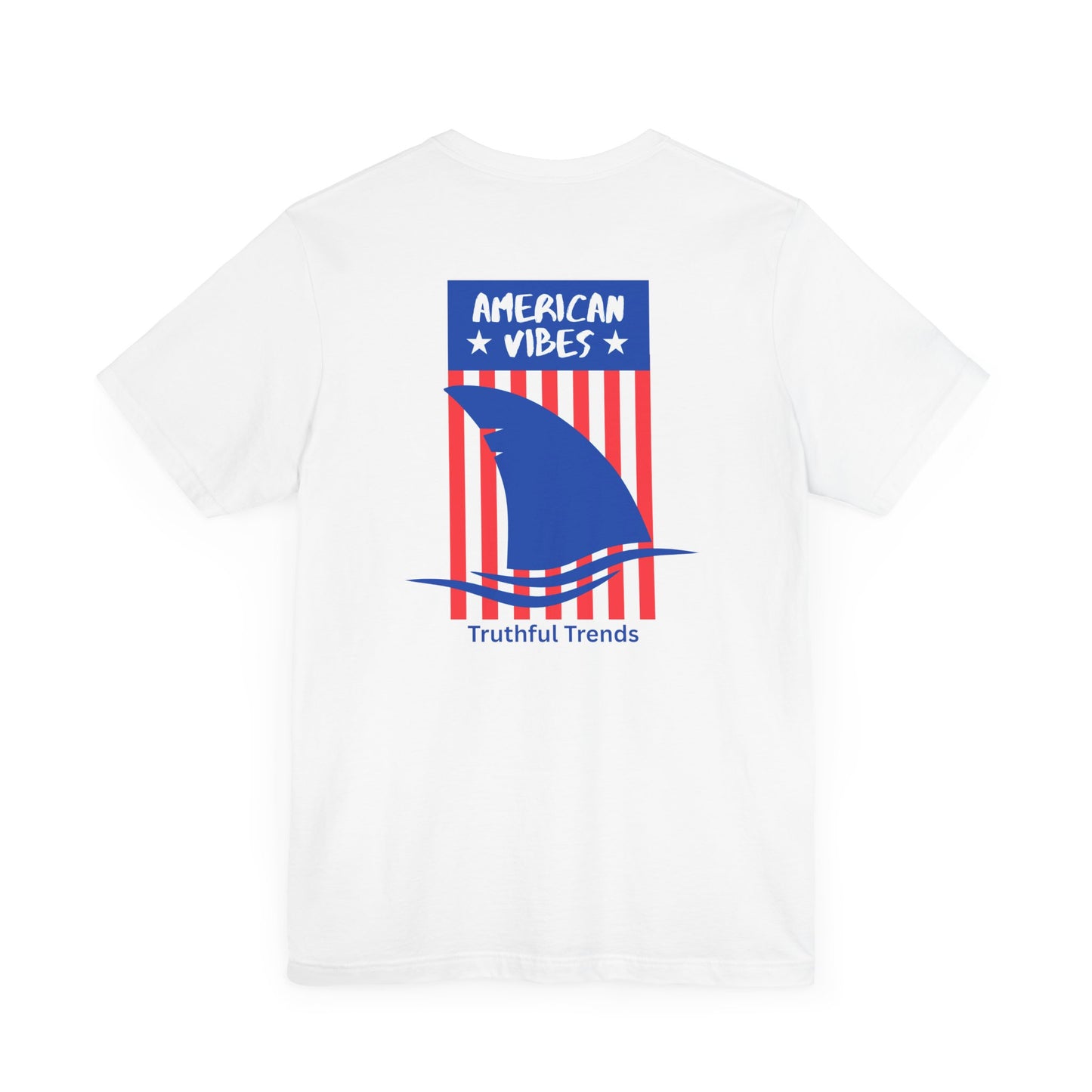 Shark American Vibes Unisex Tee, Casual Summer Top, Graphic Shirt, Patriotic Apparel, Beachwear,