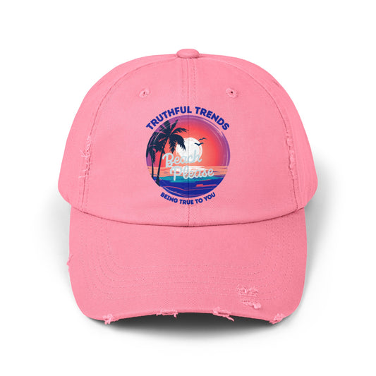 Beach Please Unisex Distressed Cap