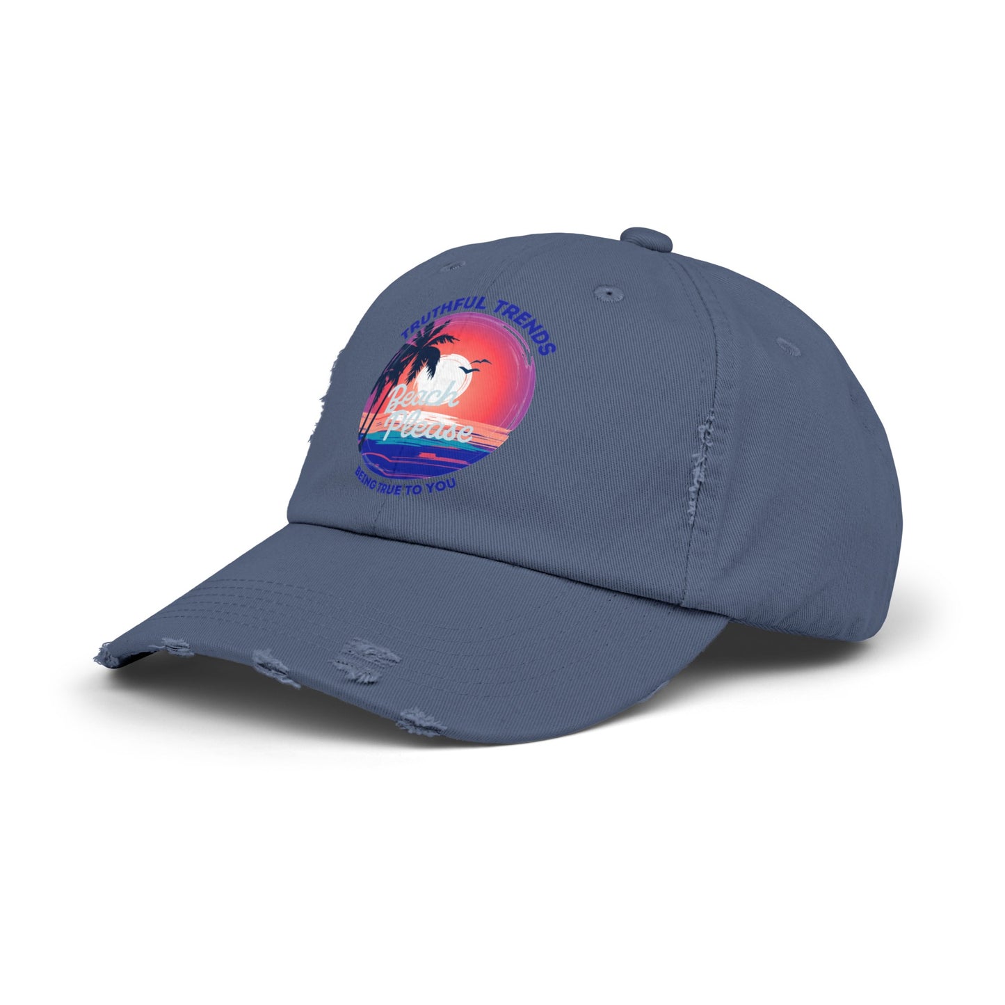 Beach Please Unisex Distressed Cap