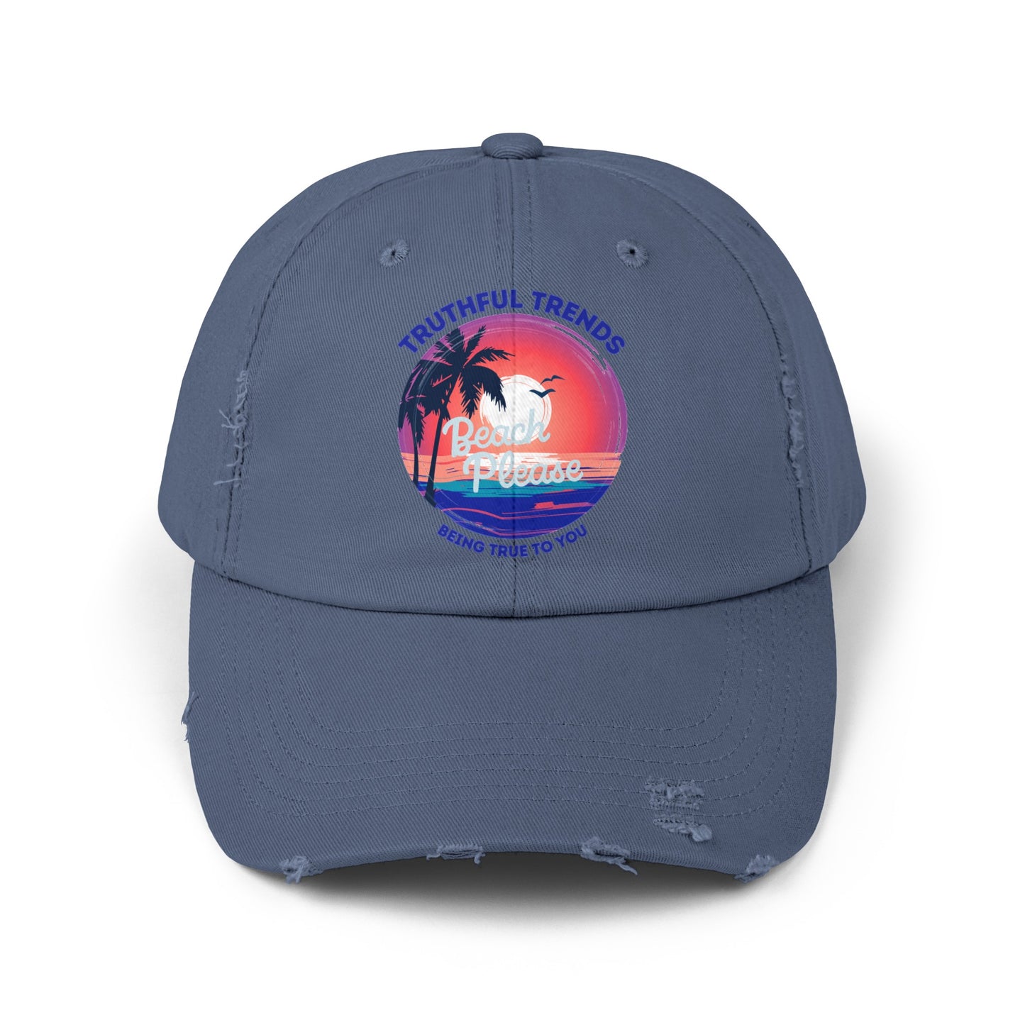 Beach Please Unisex Distressed Cap