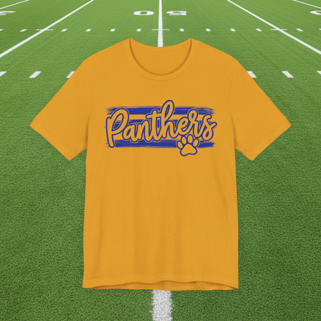Panthers Paw Script T-Shirt — Vintage Striped School Spirit Tee