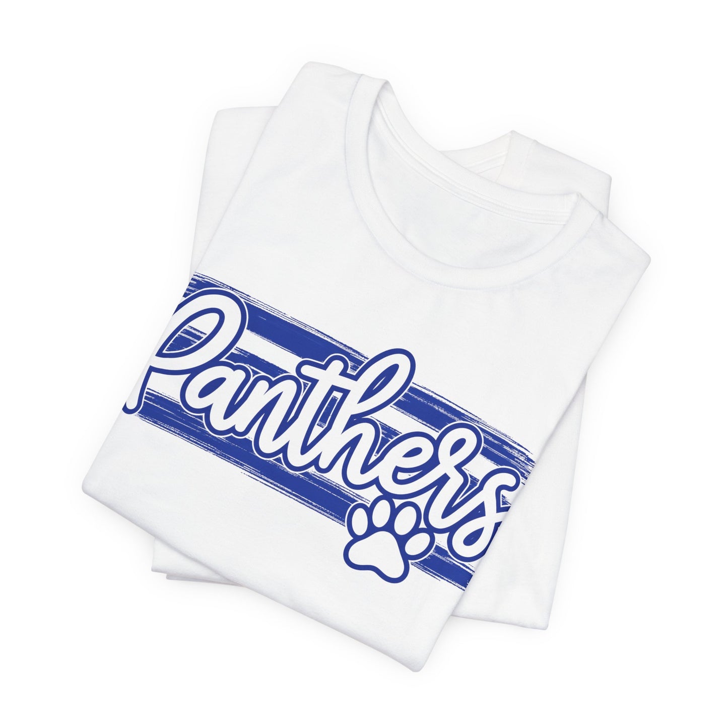 Panthers Paw Script T-Shirt — Vintage Striped School Spirit Tee