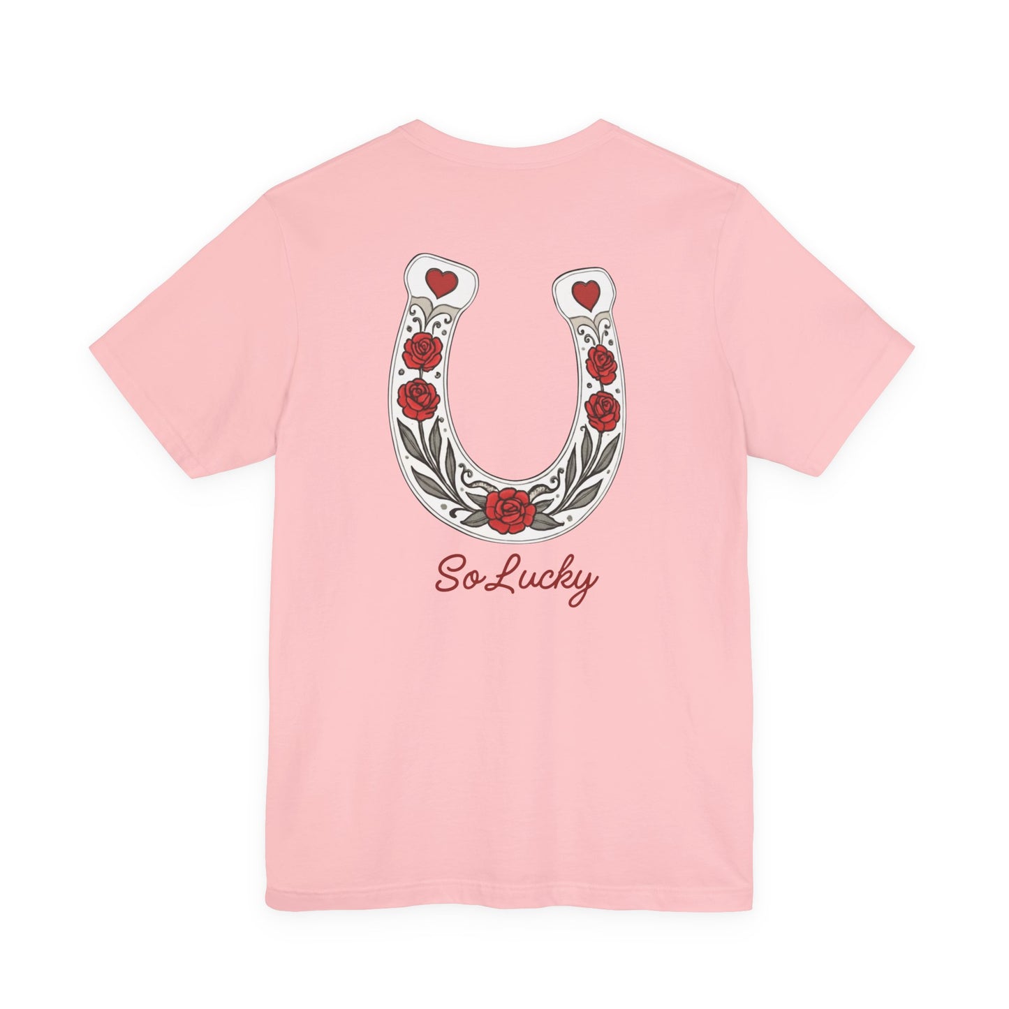 SO Lucky Horseshoe Tee — "So Lucky" Floral Graphic T-Shirt
