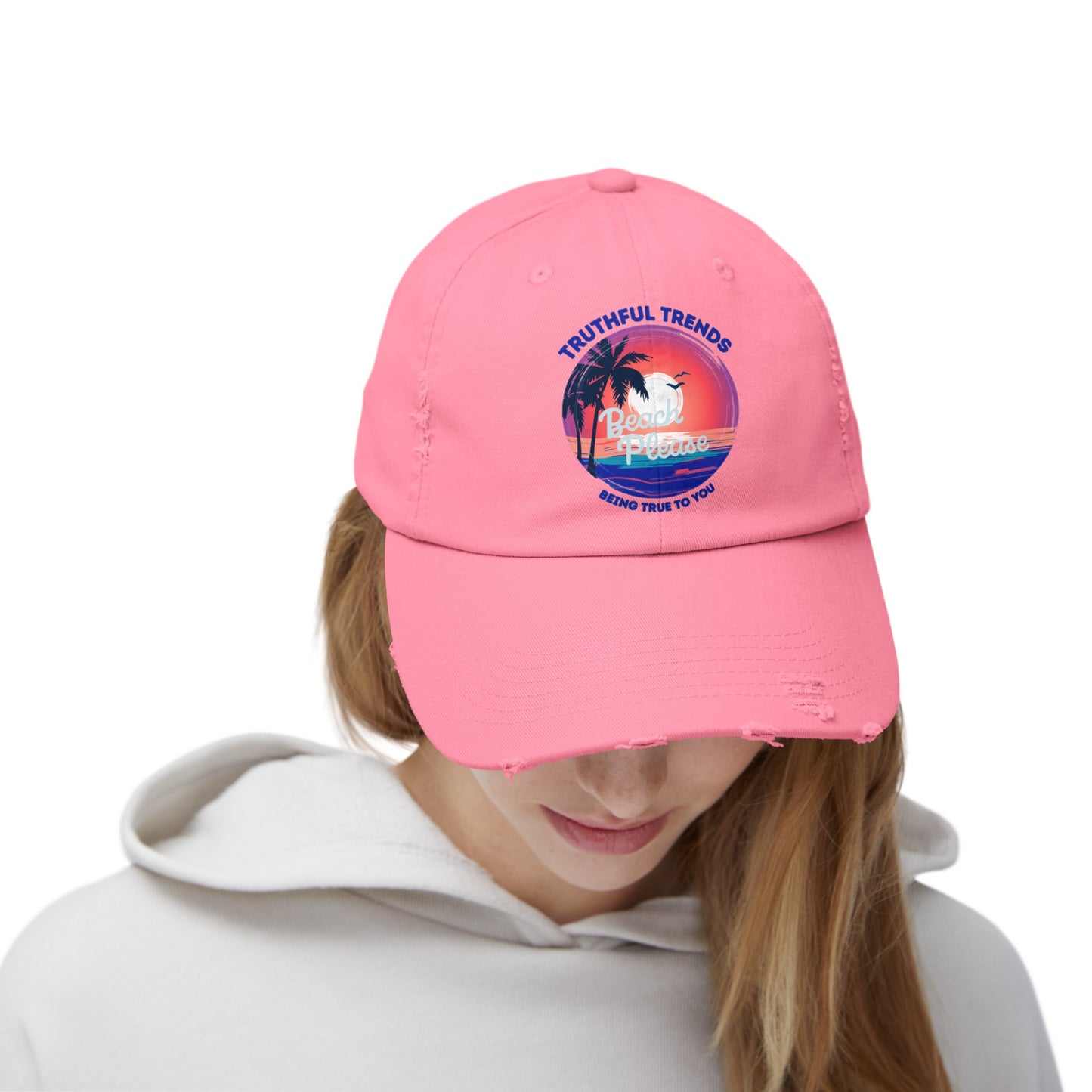 Beach Please Unisex Distressed Cap