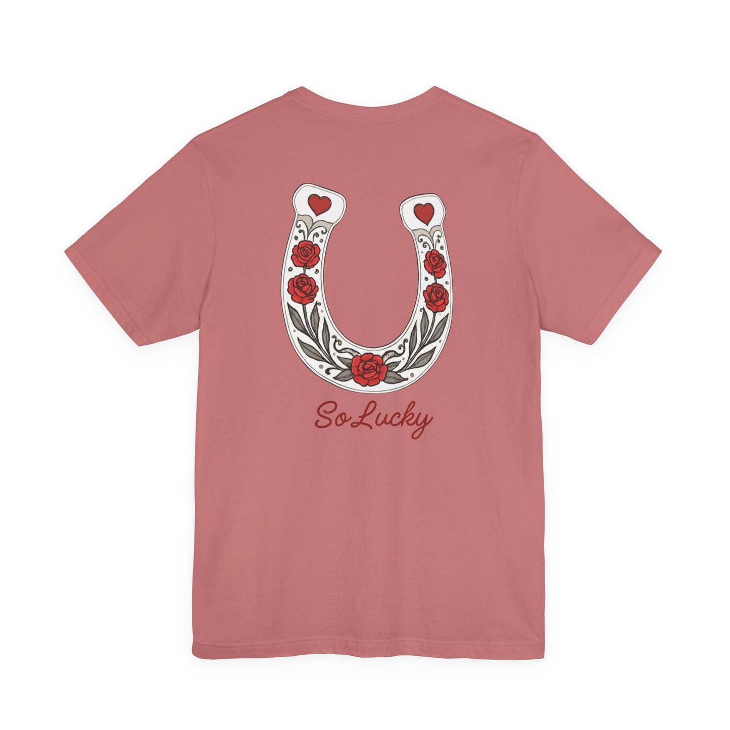SO Lucky Horseshoe Tee — "So Lucky" Floral Graphic T-Shirt