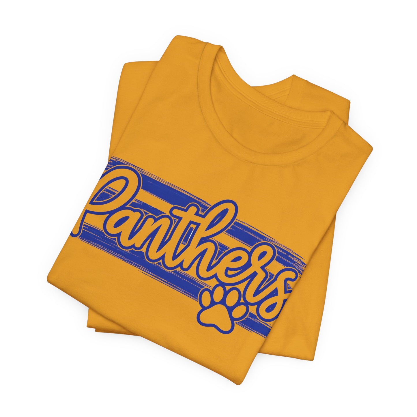Panthers Paw Script T-Shirt — Vintage Striped School Spirit Tee