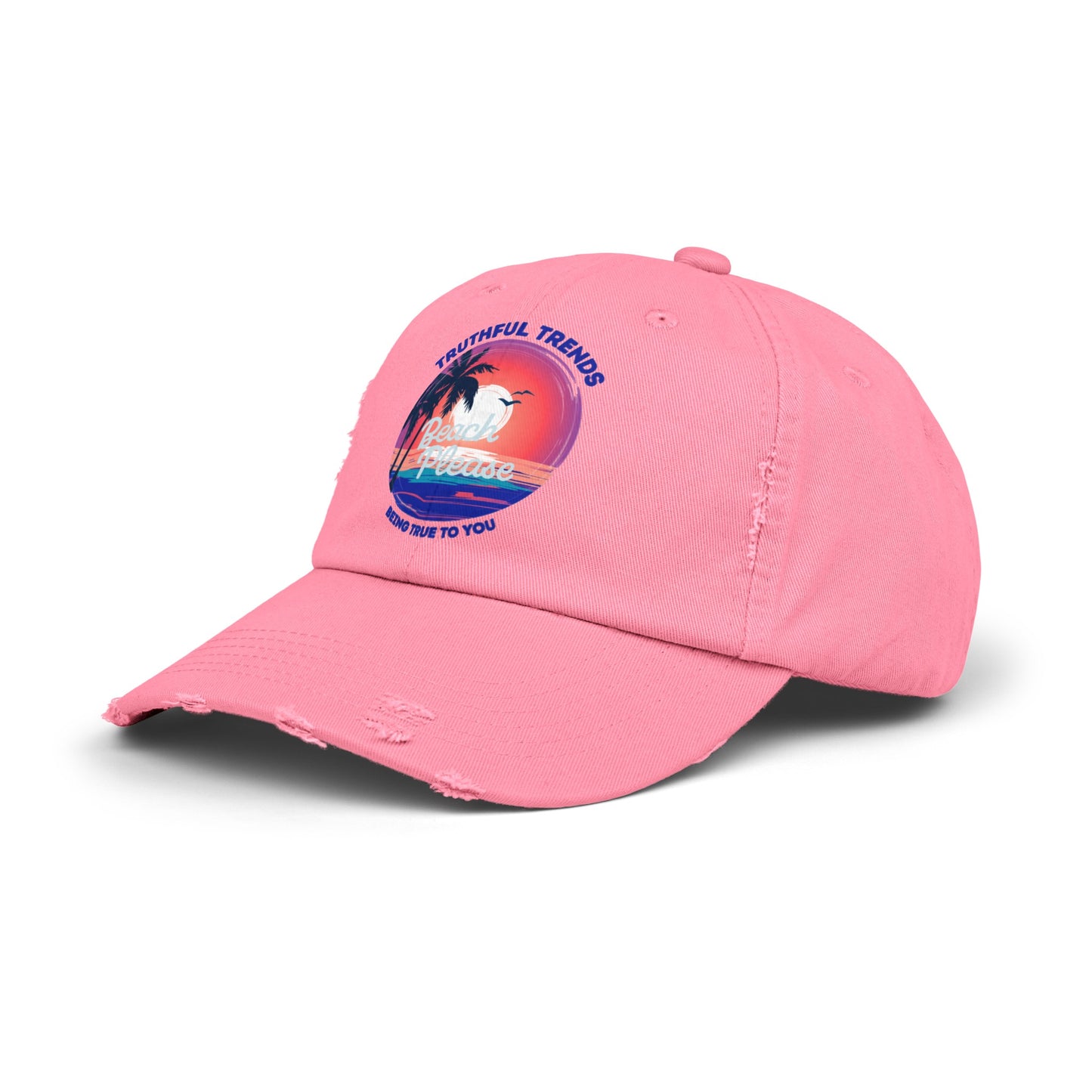 Beach Please Unisex Distressed Cap