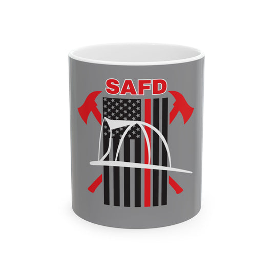 SAFD Helmet and Flag Ceramic Coffee Cup, Unique Gift for Firefighters, Memorial, Appreciation, Union Support